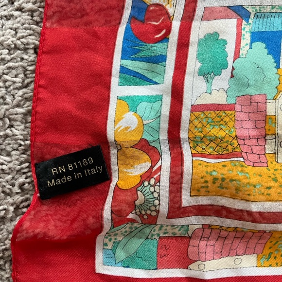 NWOT Gorgeous Italian red silk scarf - Picture 7 of 11